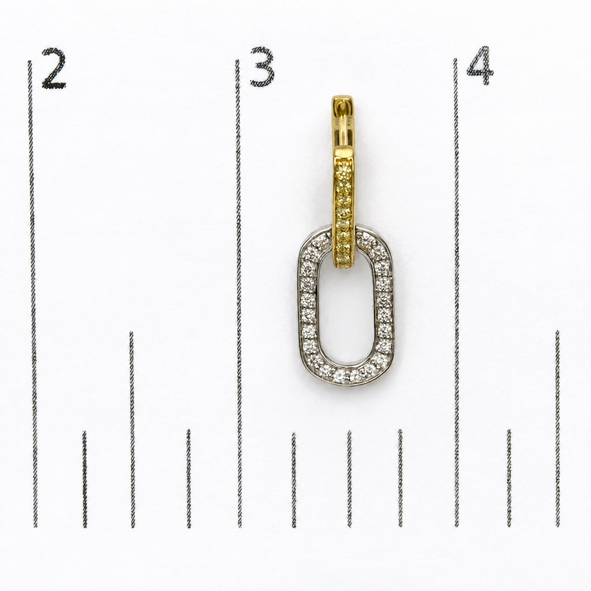 18K Yellow and White Gold 1/2 Cttw Yellow and White Diamond Paperclip Link Drop Earrings