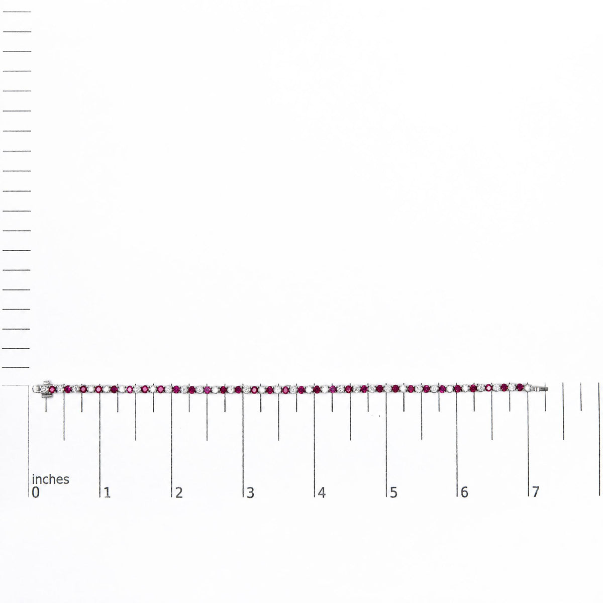 14K White Gold Alternating Lab-Created Red Ruby & Lab-Grown Diamond Tennis Bracelet