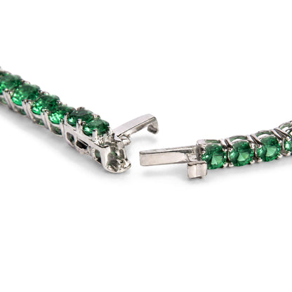 14K White Gold Lab-Created Green Emerald Tennis Bracelet