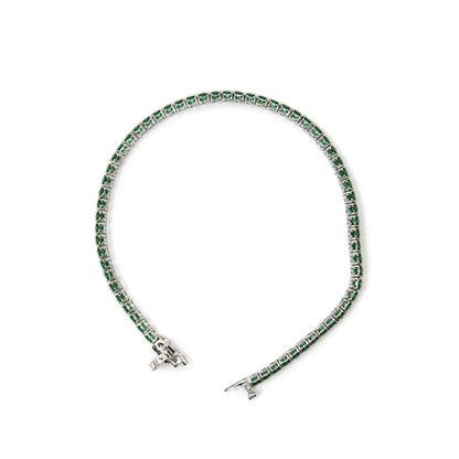 14K White Gold Lab-Created Green Emerald Tennis Bracelet
