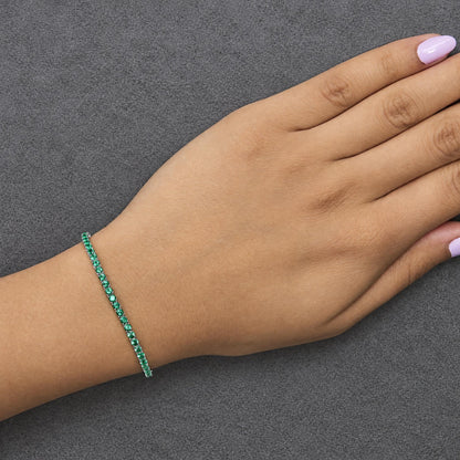 14K White Gold Lab-Created Green Emerald Tennis Bracelet