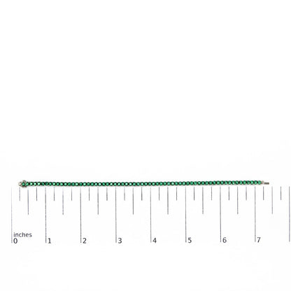 14K White Gold Lab-Created Green Emerald Tennis Bracelet