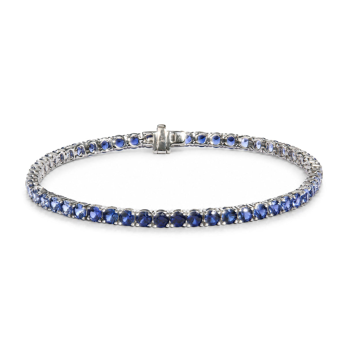 14K White Gold Ombré Lab Created Blue Sapphire Tennis Bracelet