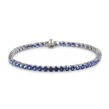 14K White Gold Ombré Lab Created Blue Sapphire Tennis Bracelet