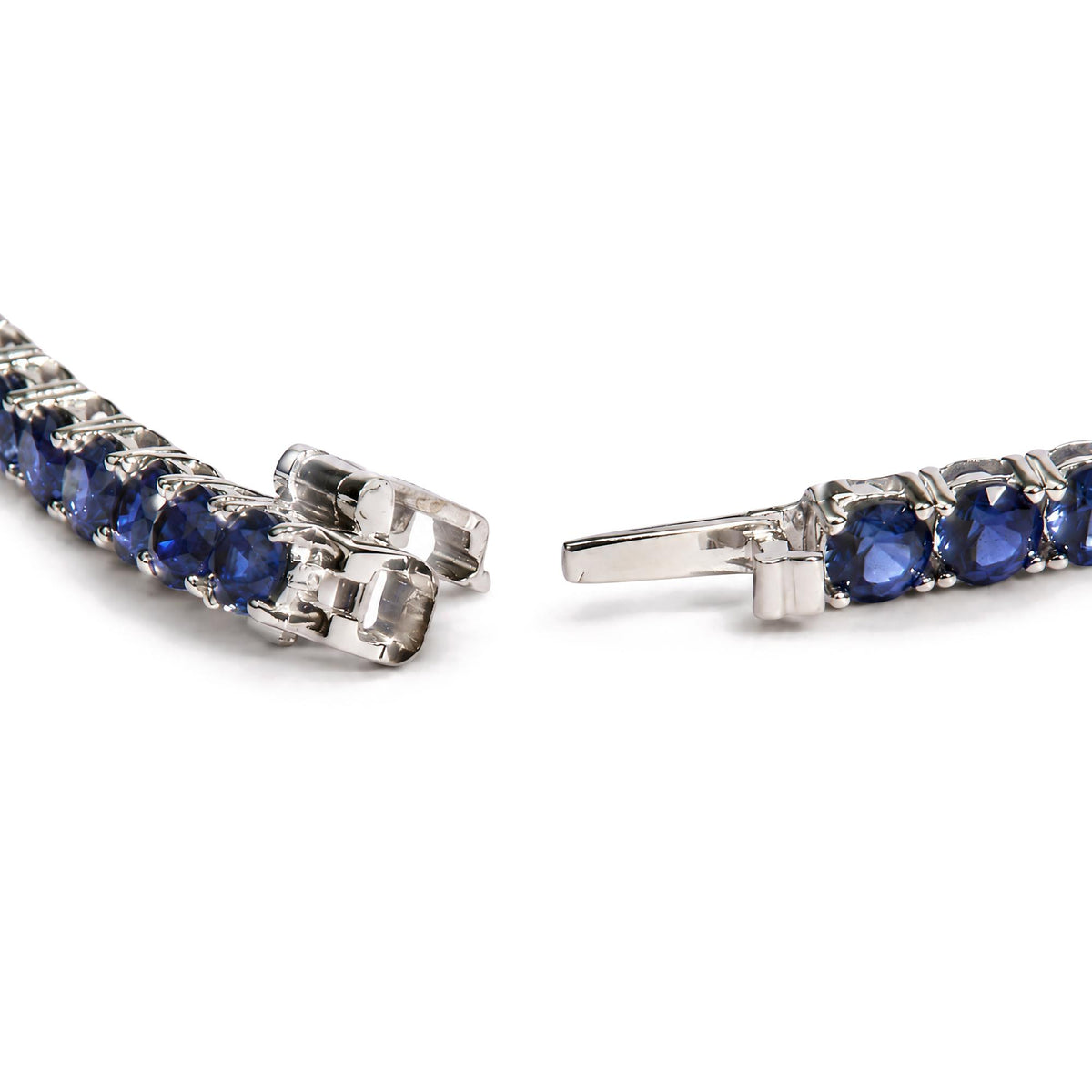 14K White Gold Ombré Lab Created Blue Sapphire Tennis Bracelet