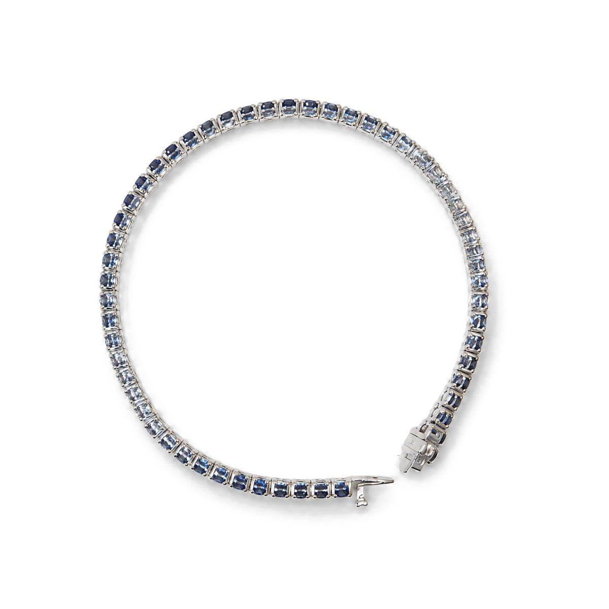 14K White Gold Ombré Lab Created Blue Sapphire Tennis Bracelet