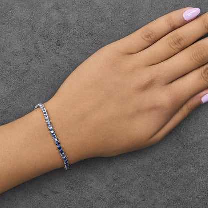 14K White Gold Ombré Lab Created Blue Sapphire Tennis Bracelet
