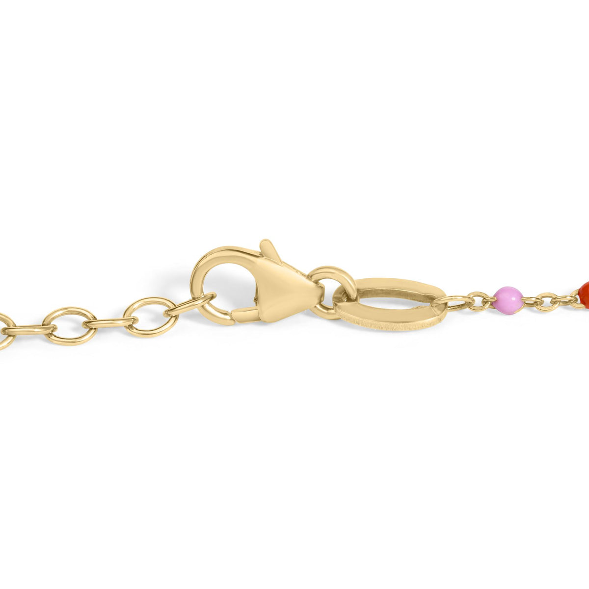 18K Yellow Gold Vermeil Rainbow Enamel Station Anklet