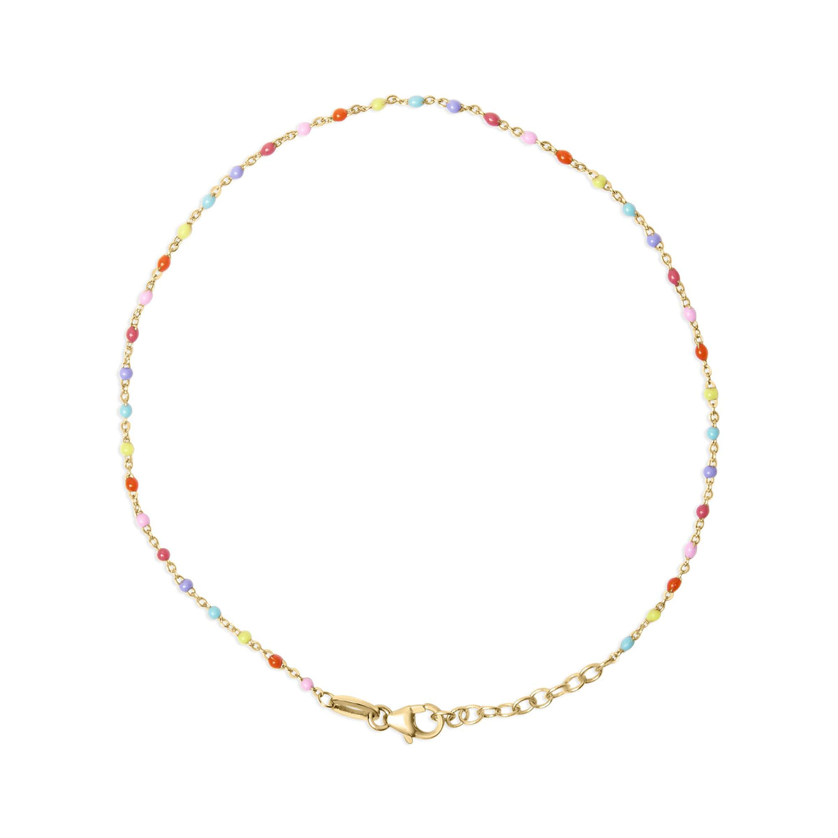 18K Yellow Gold Vermeil Rainbow Enamel Station Anklet