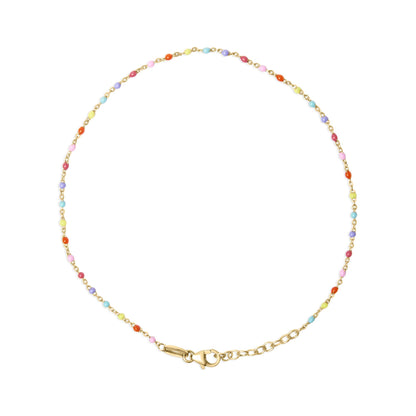 18K Yellow Gold Vermeil Rainbow Enamel Station Anklet