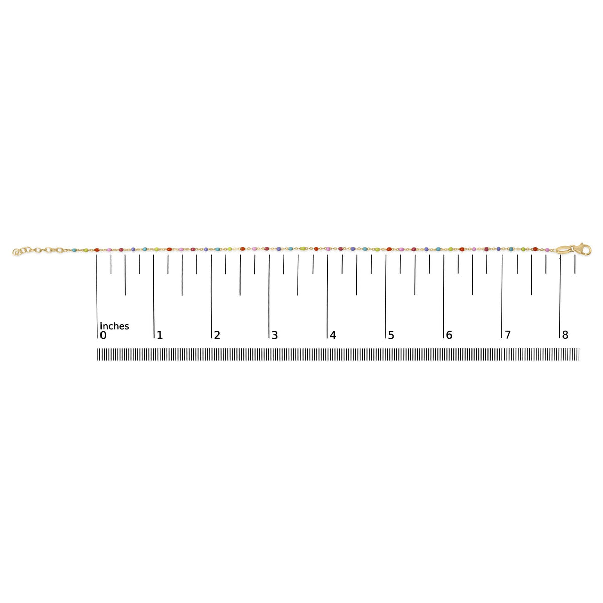 18K Yellow Gold Vermeil Rainbow Enamel Station Anklet