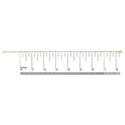 18K Yellow Gold Vermeil Rainbow Enamel Station Anklet