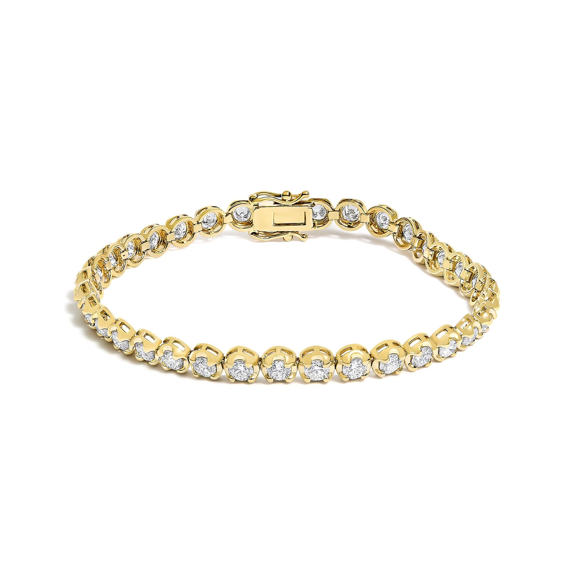 14K Yellow Gold 5.0 Cttw Diamond Scalloped Link Tennis Bracelet
