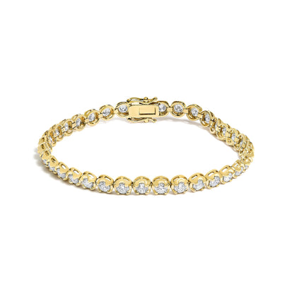 14K Yellow Gold 5.0 Cttw Diamond Scalloped Link Tennis Bracelet