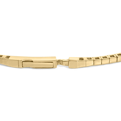 14K Yellow Gold 1 1/6 Cttw Emerald & Diamond Flexible Tennis Bangle Bracelet