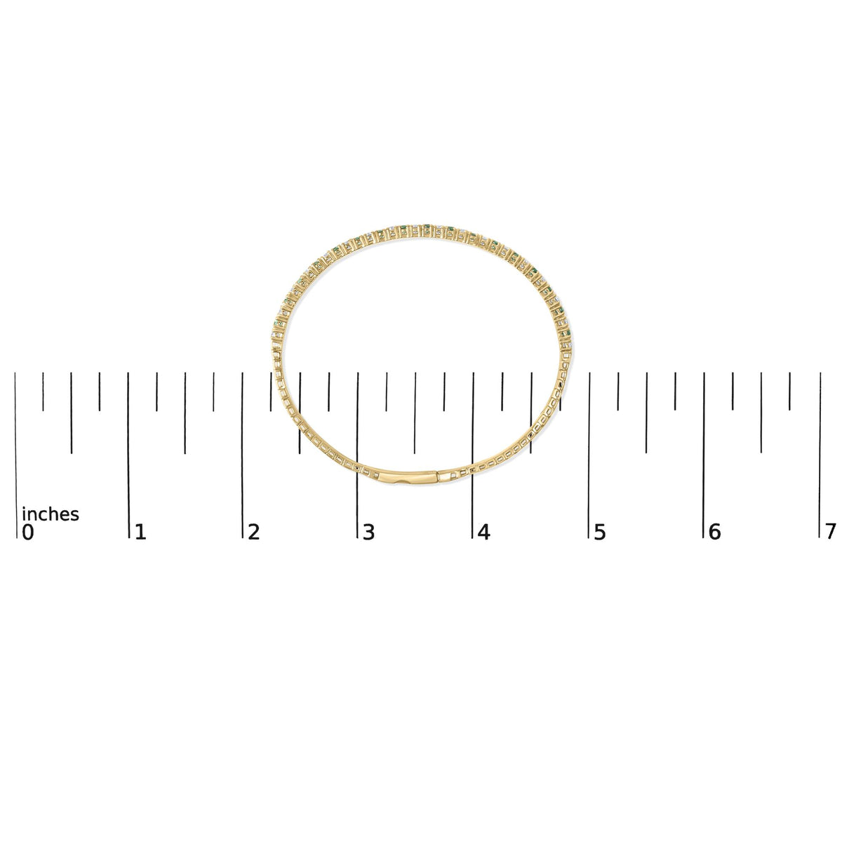 14K Yellow Gold 1 1/6 Cttw Emerald & Diamond Flexible Tennis Bangle Bracelet