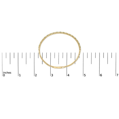 14K Yellow Gold 1 1/6 Cttw Emerald & Diamond Flexible Tennis Bangle Bracelet