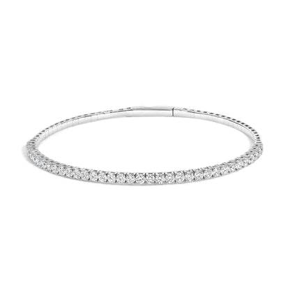 14K White Gold 2 Cttw Round Diamond Flexible Tennis Bangle Bracelet
