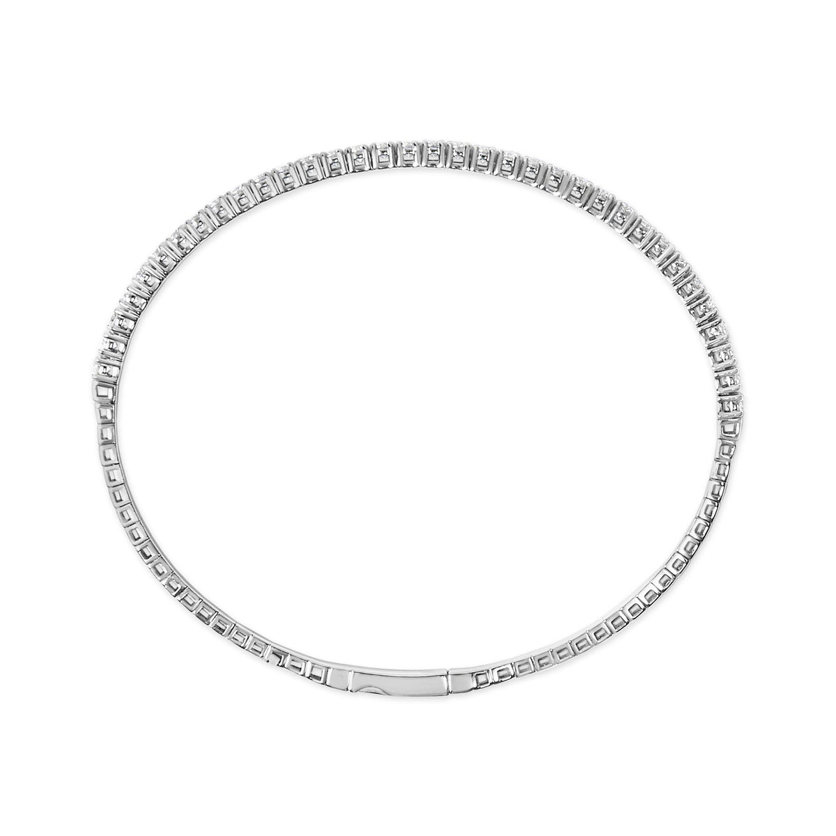 14K White Gold 2 Cttw Round Diamond Flexible Tennis Bangle Bracelet