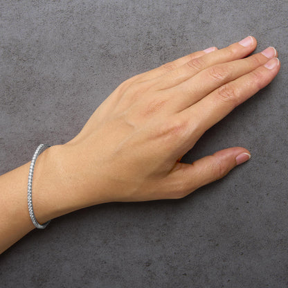 14K White Gold 2 Cttw Round Diamond Flexible Tennis Bangle Bracelet