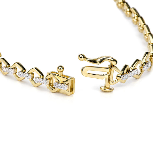 Yellow Gold Vermeil 1/4 Cttw Diamond  Geometric Link Bracelet