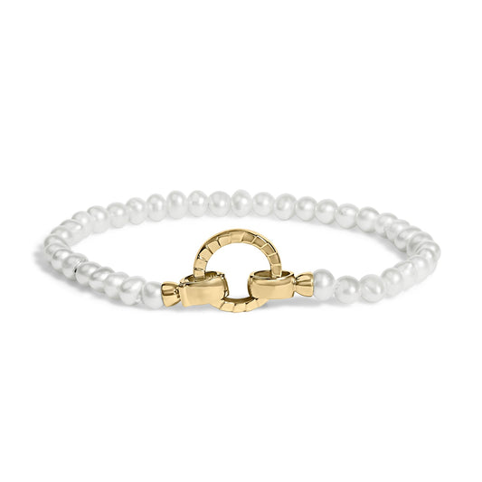 18K Yellow Gold Vermeil Pearl Infinity Lock Tennis Bracelet