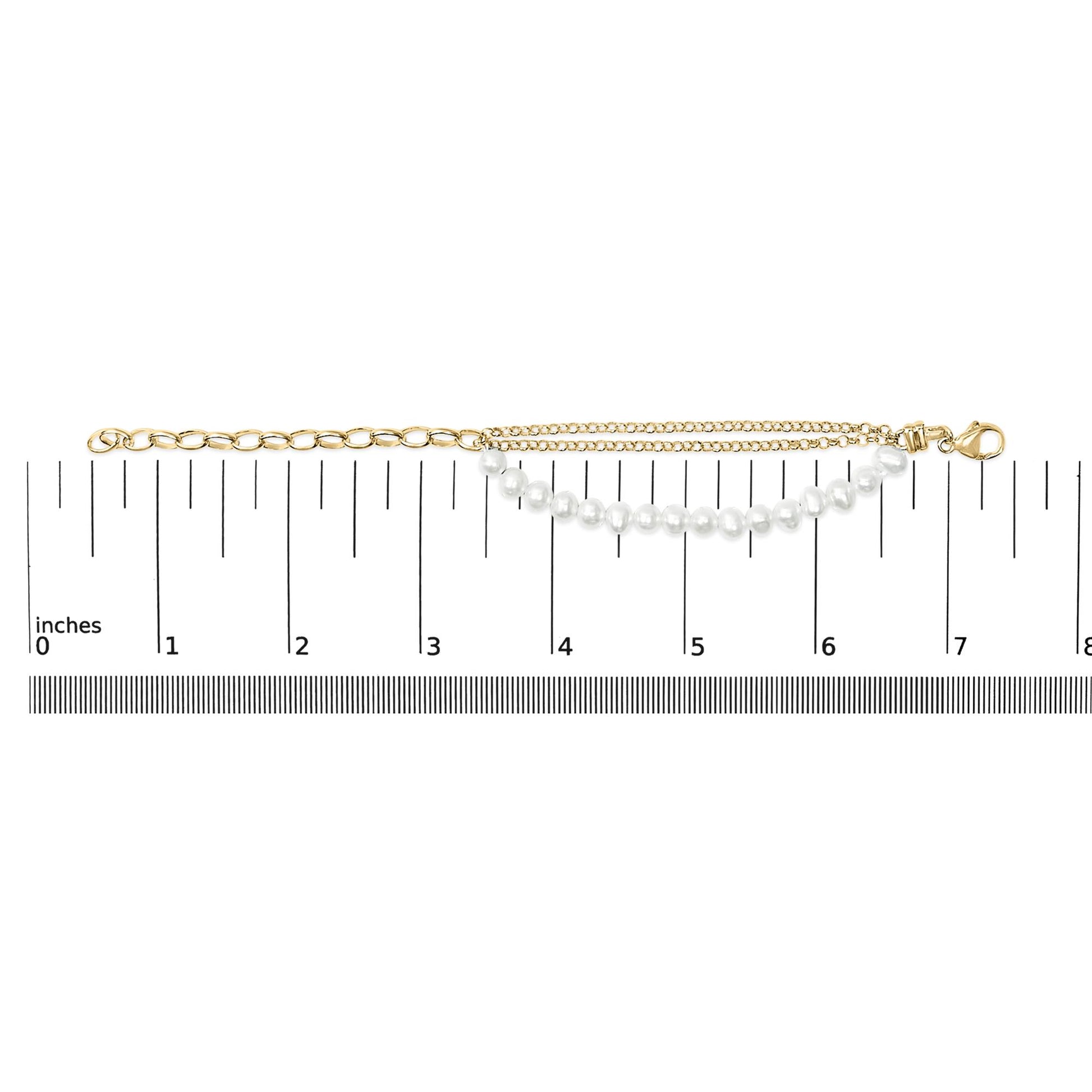 18K Yellow Gold Vermeil Cultured Pearl Station Link Bracelet
