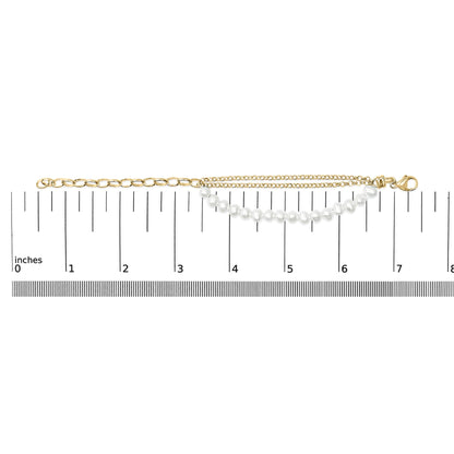 18K Yellow Gold Vermeil Cultured Pearl Station Link Bracelet