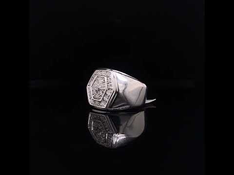 Men's .925 Sterling Silver 1/2 Cttw Multi-Diamond Hexagon Frame